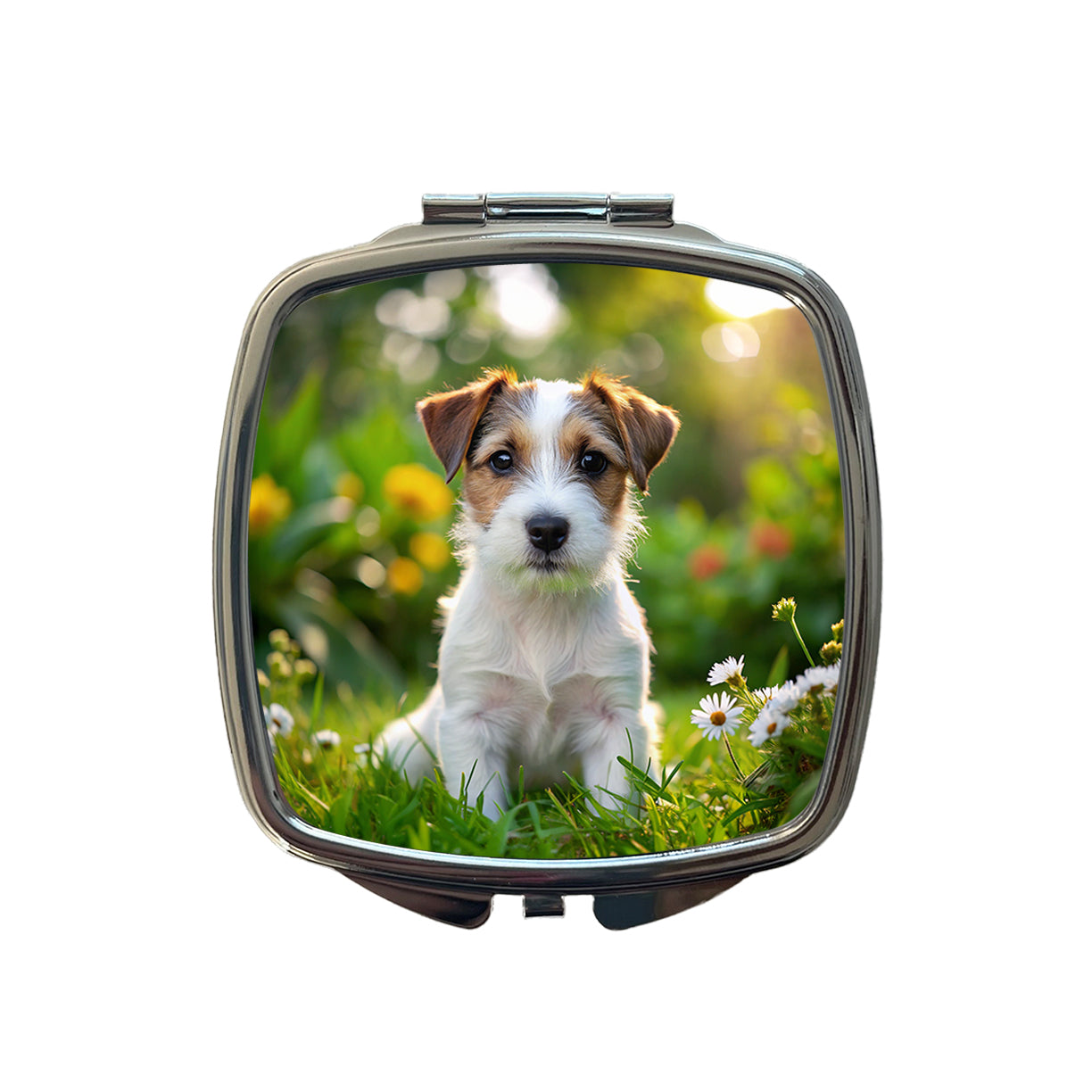 Parson Russell Terrier Dog Puppy Photo Small Travel Purse Handbag Pocket Makeup Compact Mirror