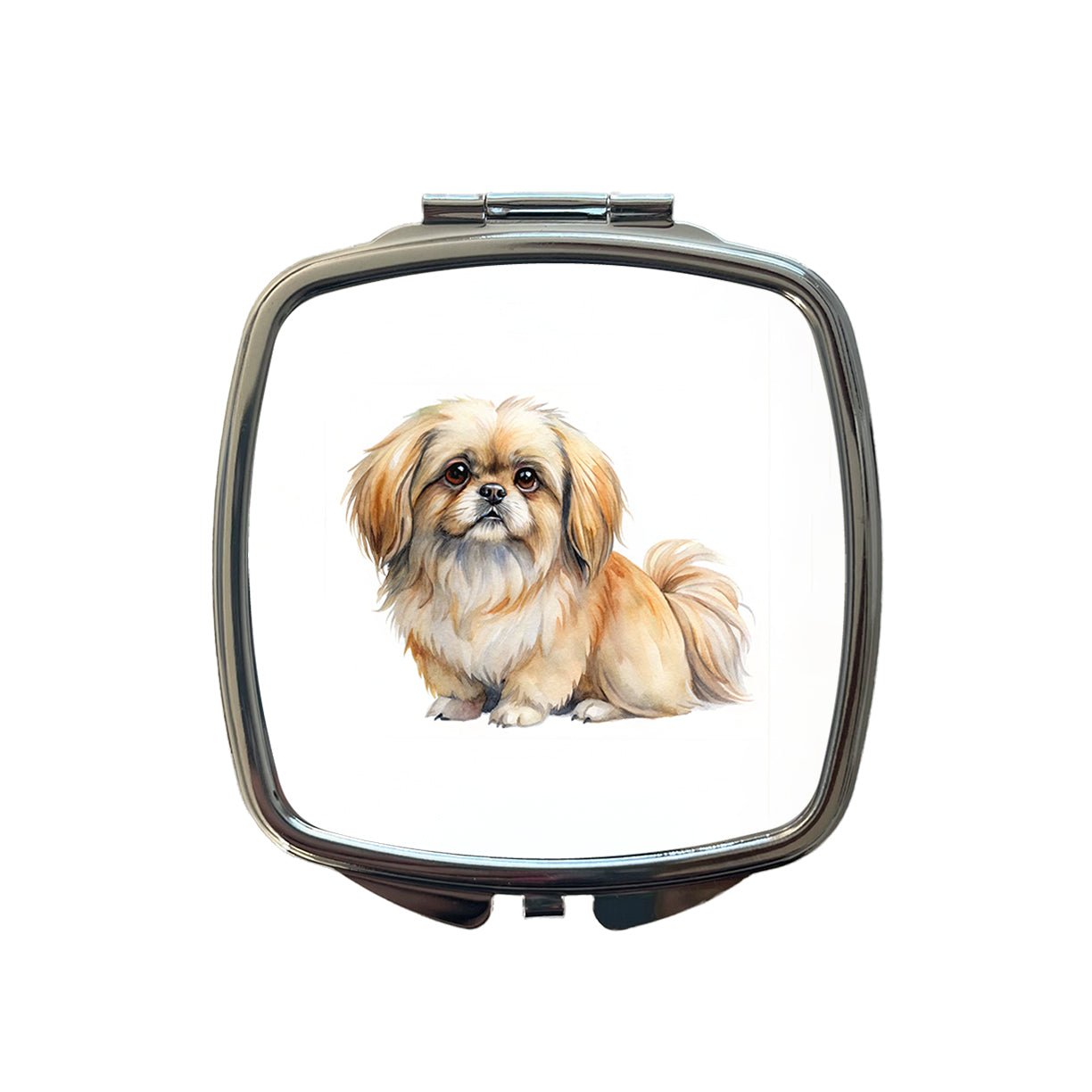 Pekapoo Dog Watercolor Style Small Travel Purse Handbag Pocket Makeup Compact Mirror
