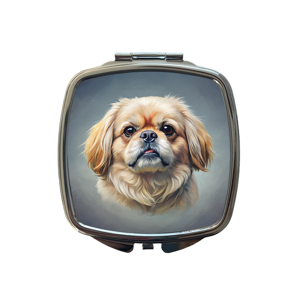 Pekingese Dog Illustration Small Travel Purse Handbag Pocket Makeup Compact Mirror