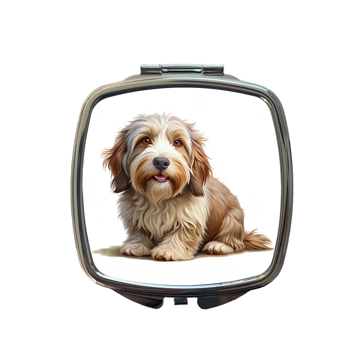 Petit Basset Griffon Vendeen Dog Illustration Small Travel Purse Handbag Pocket Makeup Compact Mirror