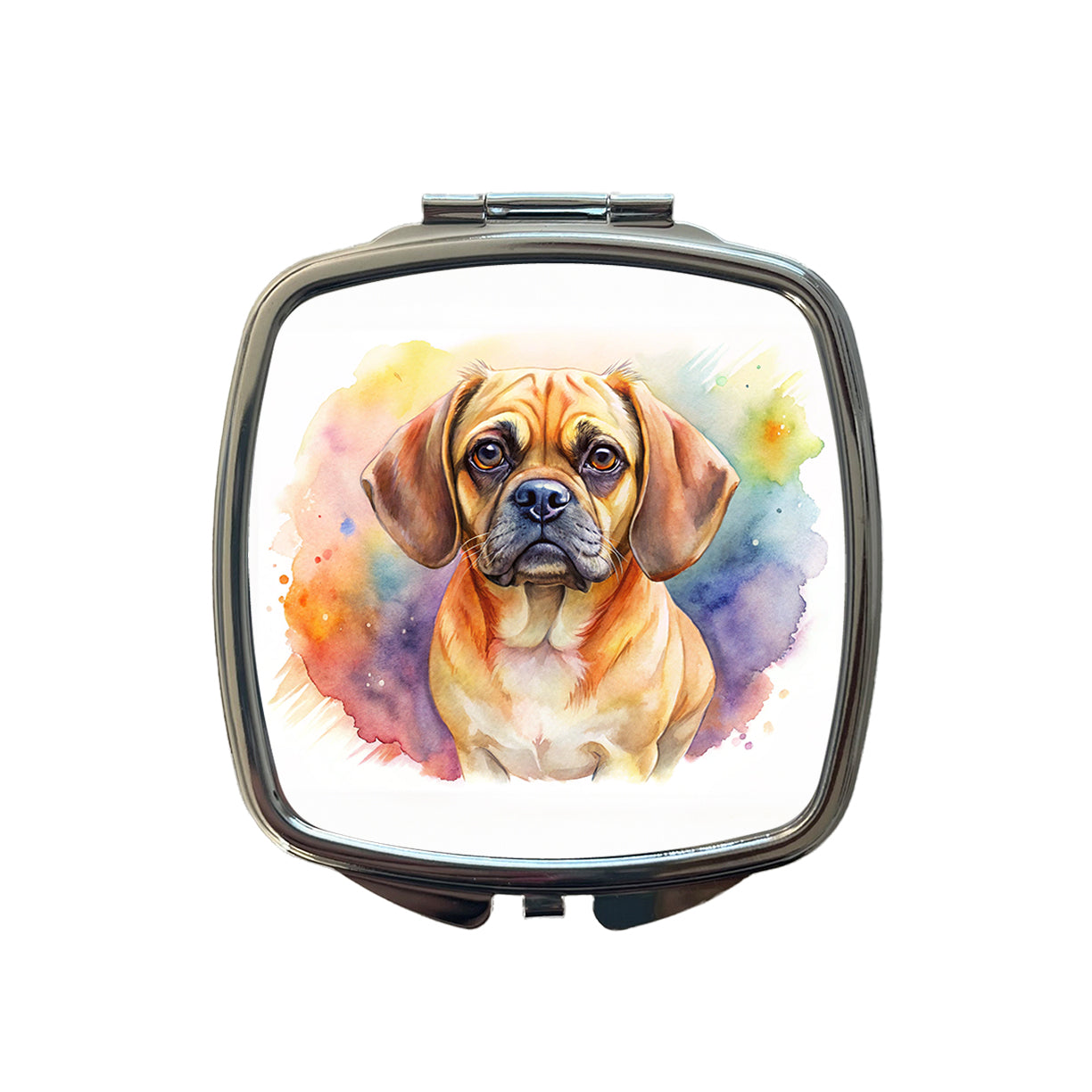 Puggle Dog Watercolor Style Small Travel Purse Handbag Pocket Makeup Compact Mirror