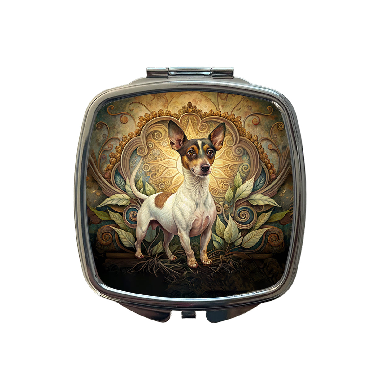 Rat Terrier Dog Art Nouveau Small Travel Purse Handbag Pocket Makeup Compact Mirror