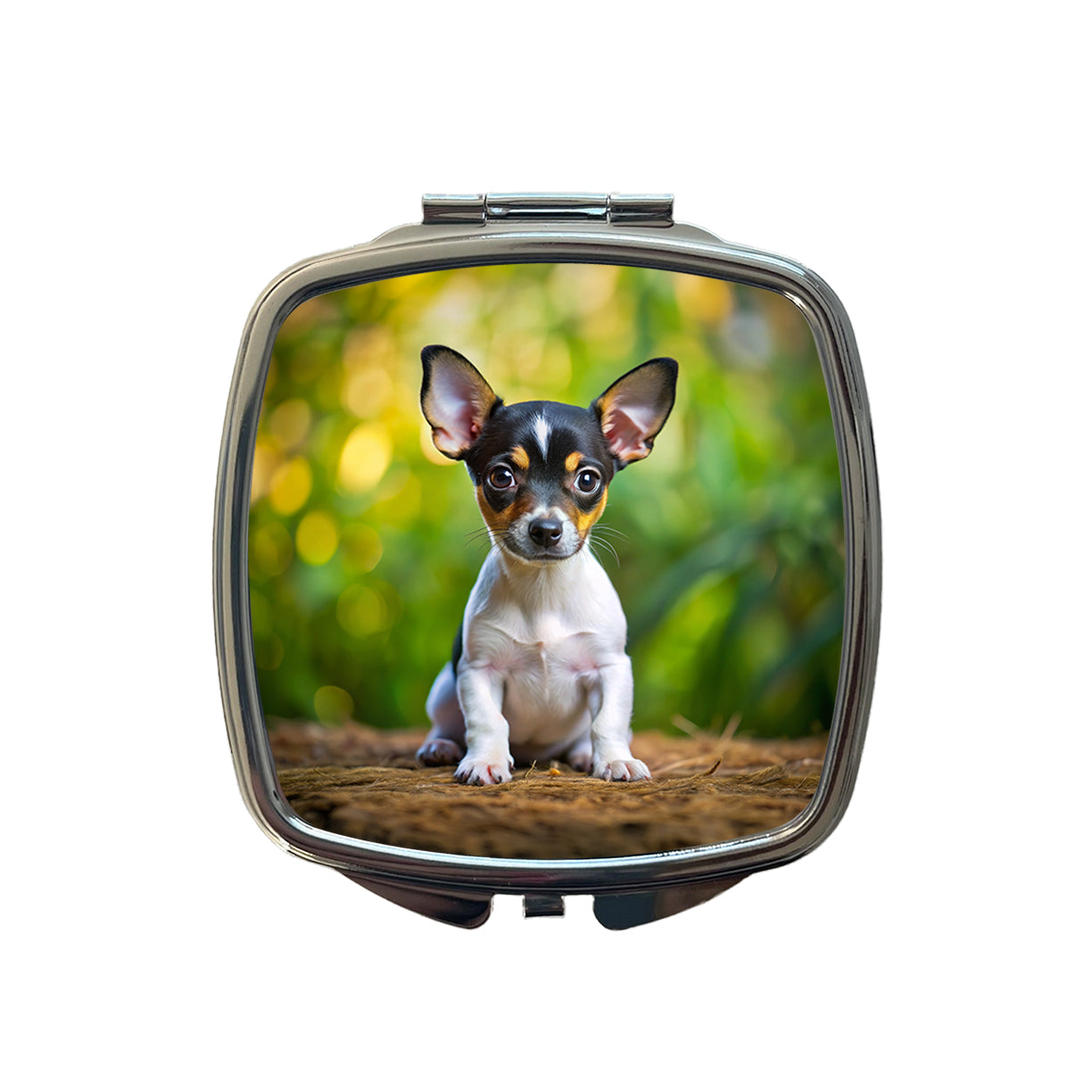 Rat Terrier Dog Puppy Photo Small Travel Purse Handbag Pocket Makeup Compact Mirror