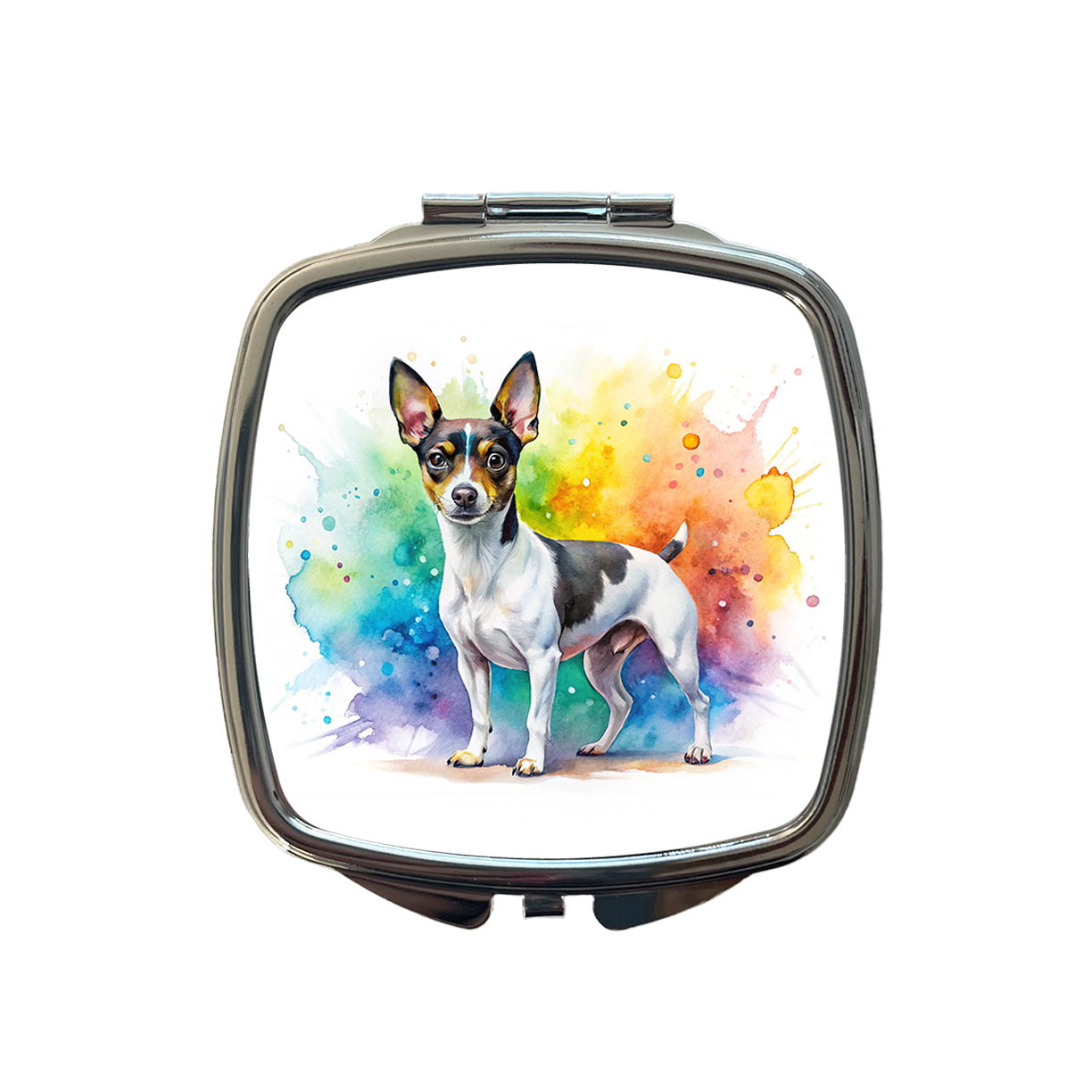 Rat Terrier Dog Watercolor Style Small Travel Purse Handbag Pocket Makeup Compact Mirror