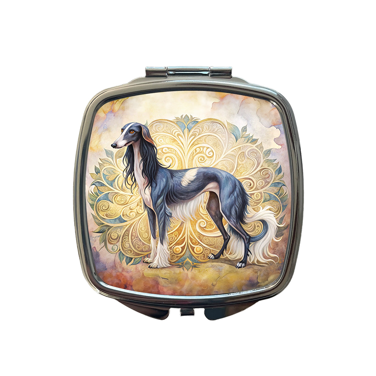 Saluki Dog Art Nouveau Small Travel Purse Handbag Pocket Makeup Compact Mirror