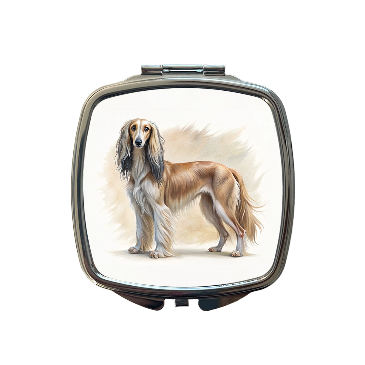 Saluki Dog Illustration Small Travel Purse Handbag Pocket Makeup Compact Mirror