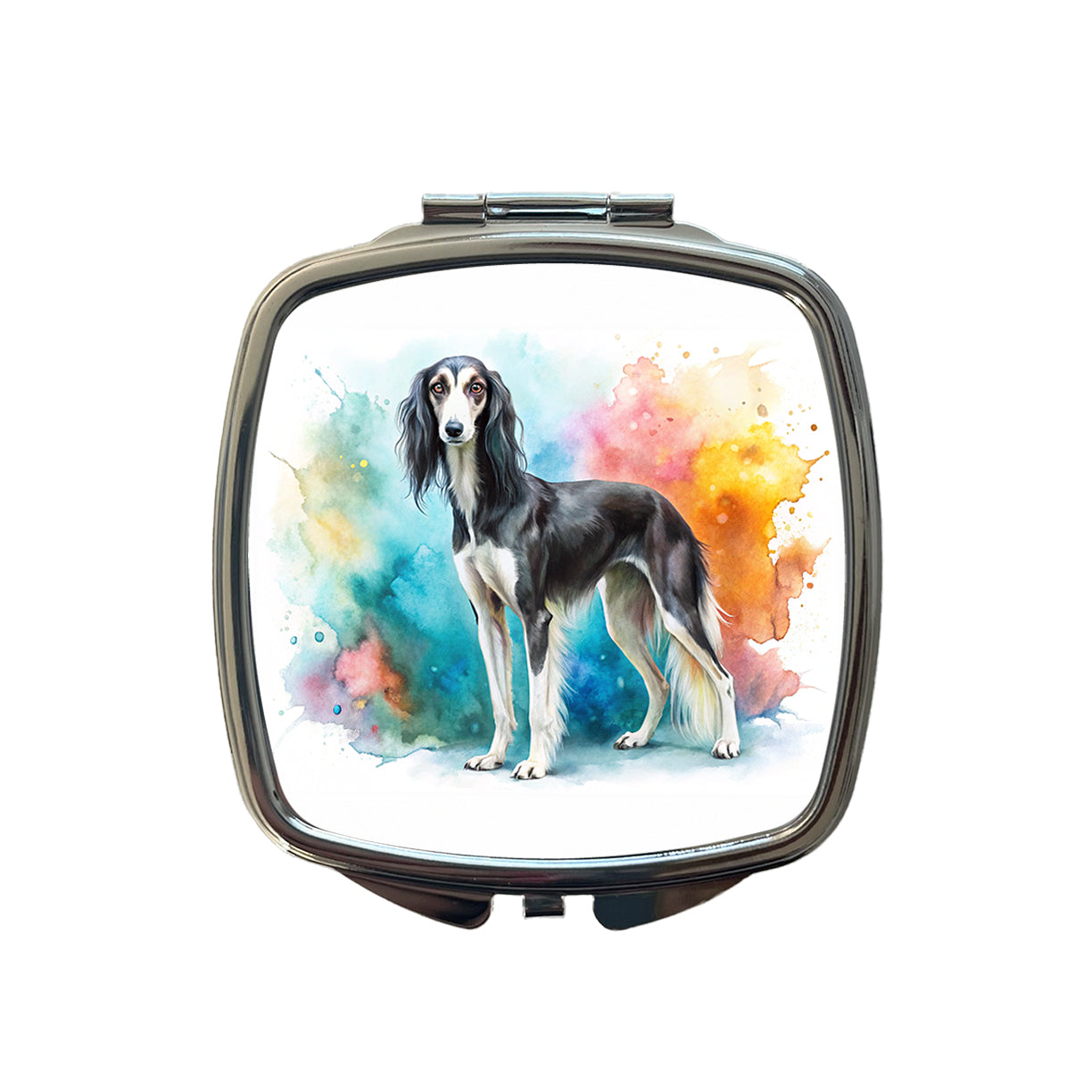 Saluki Dog Watercolor Style Small Travel Purse Handbag Pocket Makeup Compact Mirror