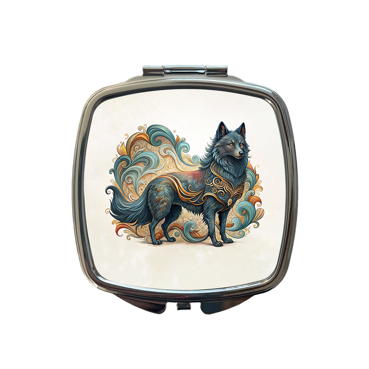 Schipperke Dog Art Nouveau Small Travel Purse Handbag Pocket Makeup Compact Mirror