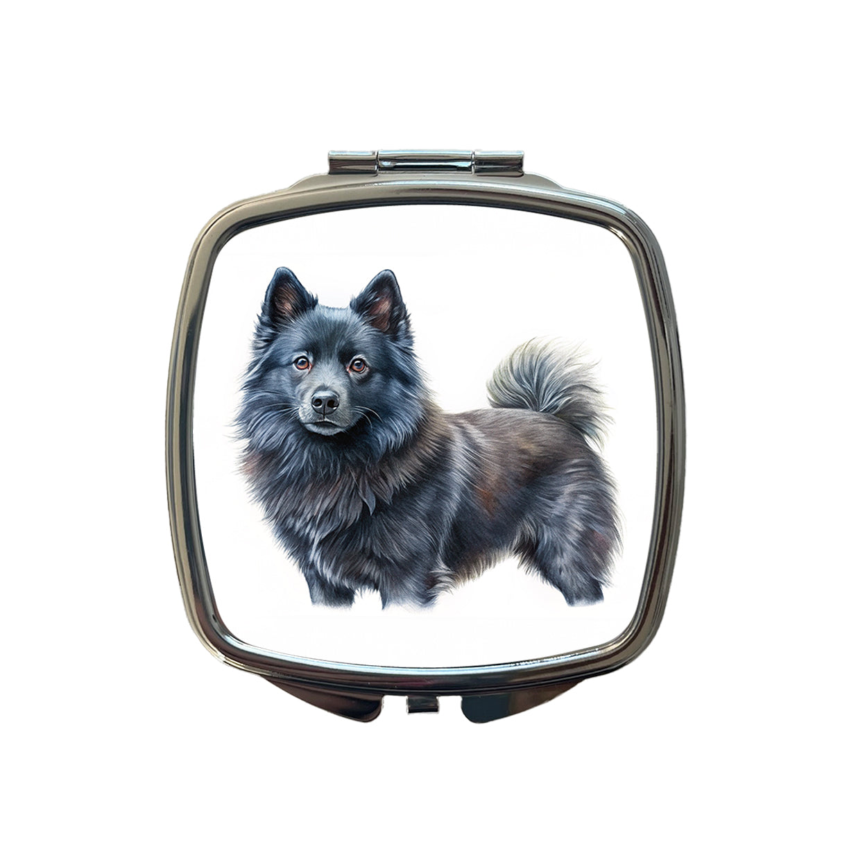 Schipperke Dog Illustration Small Travel Purse Handbag Pocket Makeup Compact Mirror