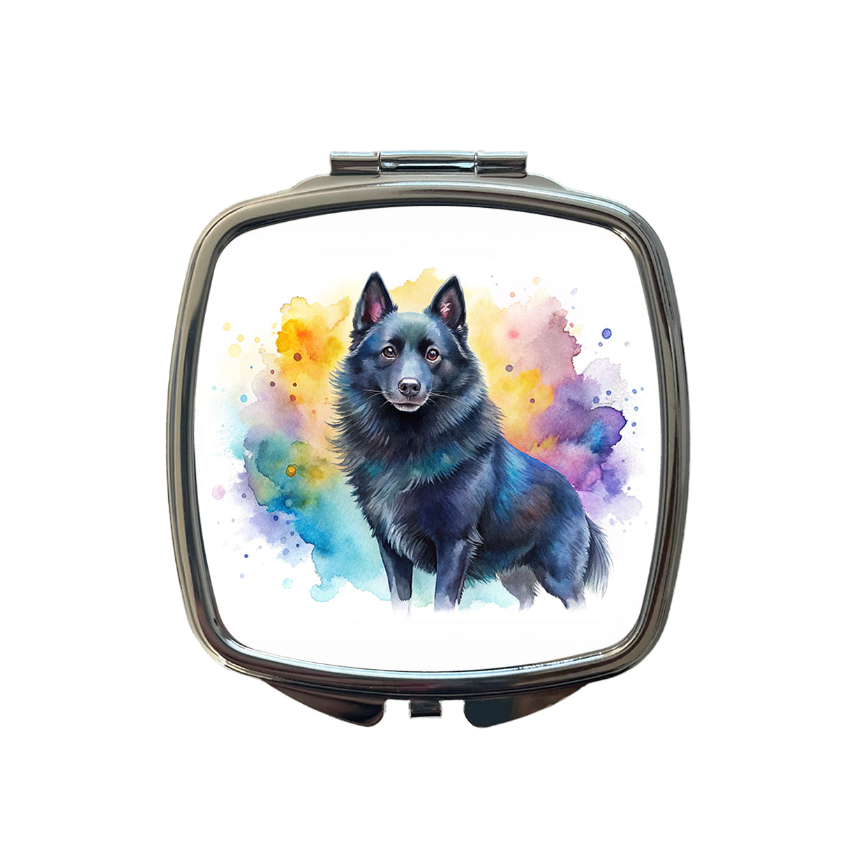 Schipperke Dog Watercolor Style Small Travel Purse Handbag Pocket Makeup Compact Mirror