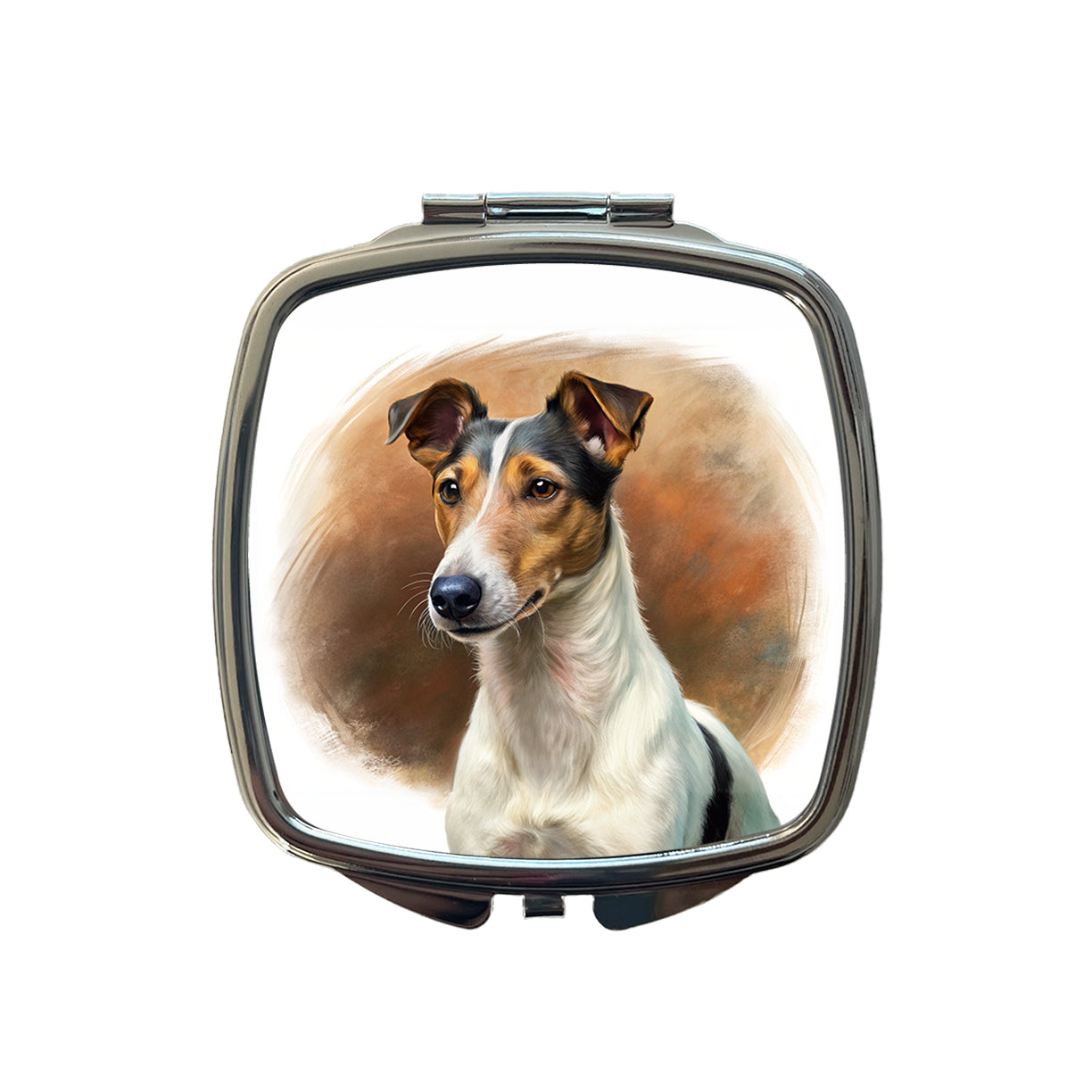 Smooth Fox Terrier Dog Illustration Small Travel Purse Handbag Pocket Makeup Compact Mirror
