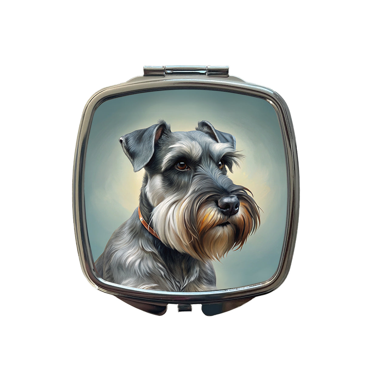 Standard Schnauzer Dog Illustration Small Travel Purse Handbag Pocket Makeup Compact Mirror
