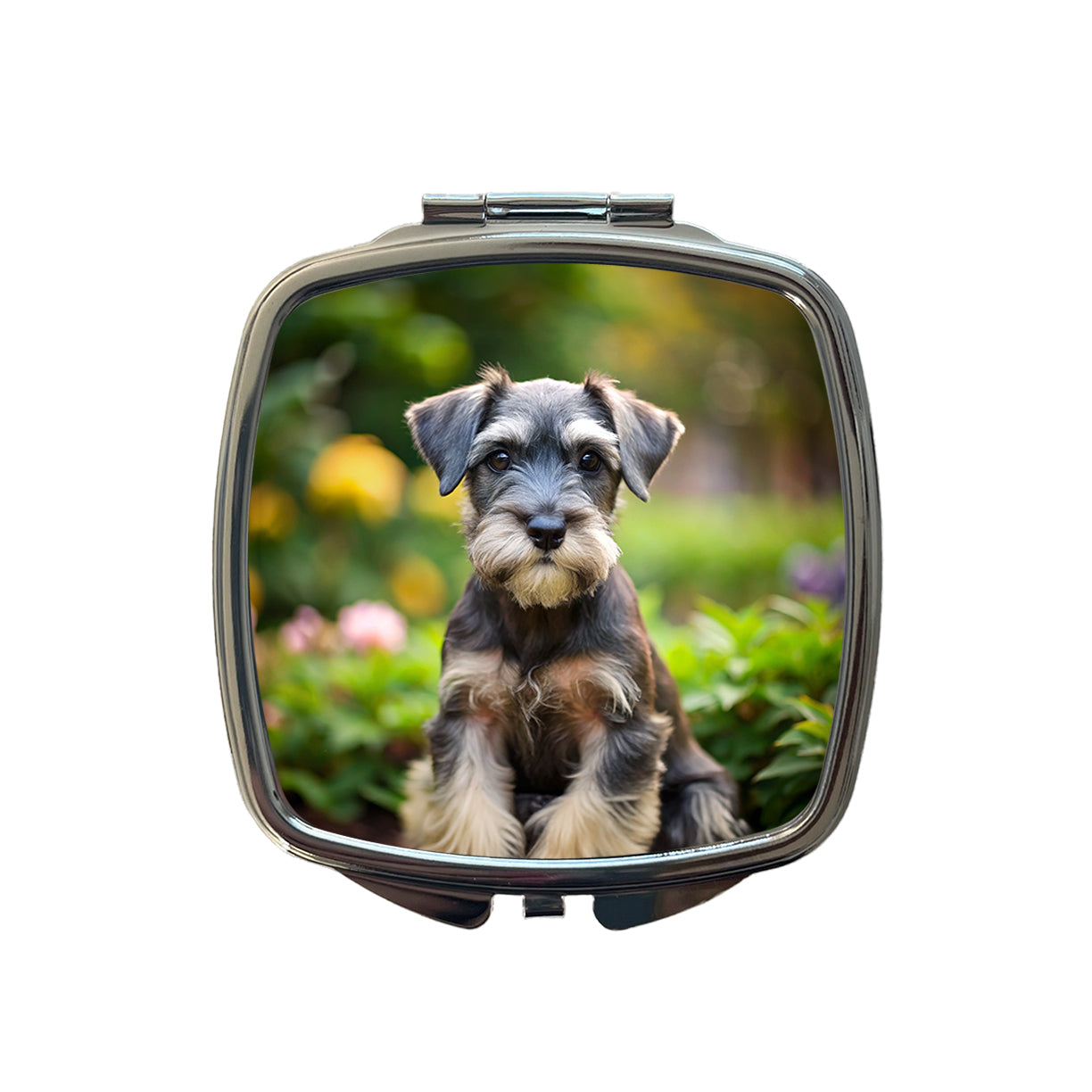 Standard Schnauzer Dog Puppy Photo Small Travel Purse Handbag Pocket Makeup Compact Mirror