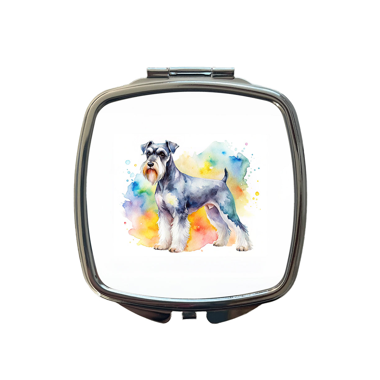 Standard Schnauzer Dog Watercolor Style Small Travel Purse Handbag Pocket Makeup Compact Mirror