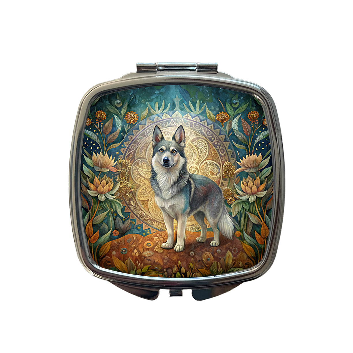 Swedish Vallhund Dog Art Nouveau Small Travel Purse Handbag Pocket Makeup Compact Mirror
