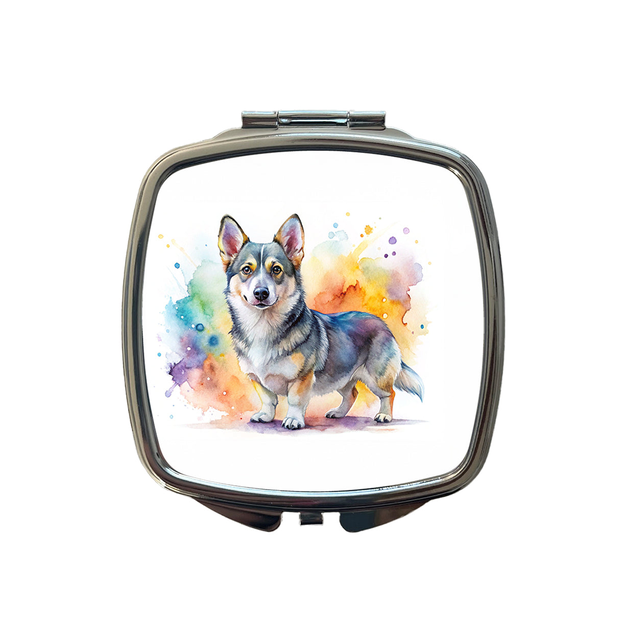 Swedish Vallhund Dog Watercolor Style Small Travel Purse Handbag Pocket Makeup Compact Mirror