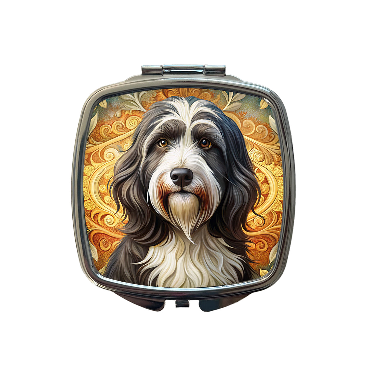 Tibetan Terrier Dog Art Nouveau Small Travel Purse Handbag Pocket Makeup Compact Mirror