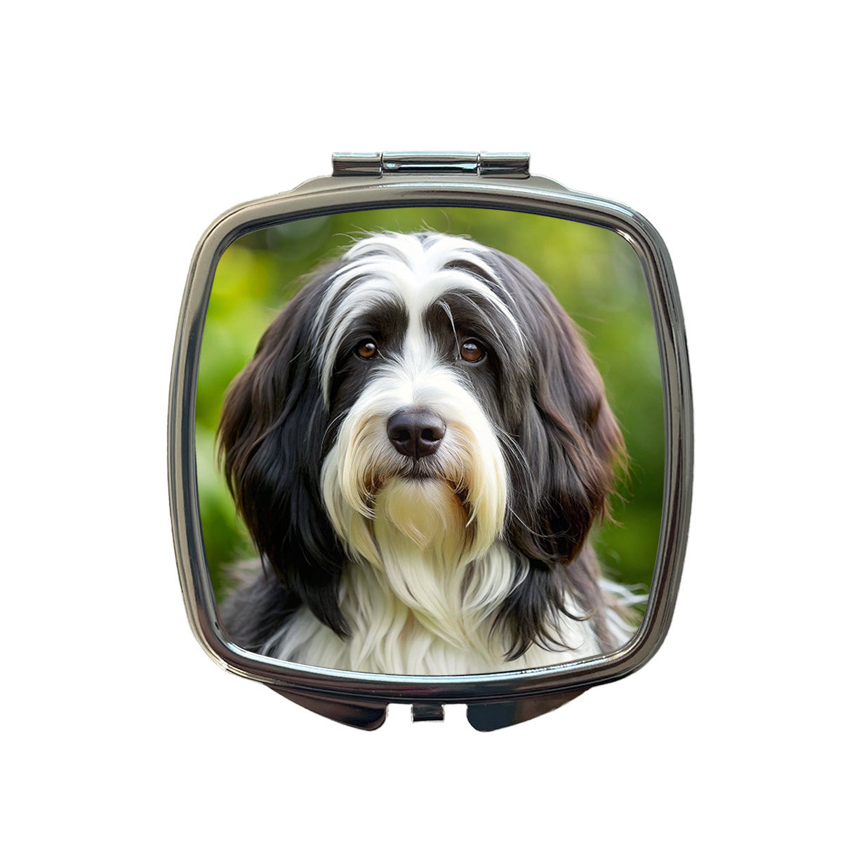 Tibetan Terrier Dog Photo Small Travel Purse Handbag Pocket Makeup Compact Mirror