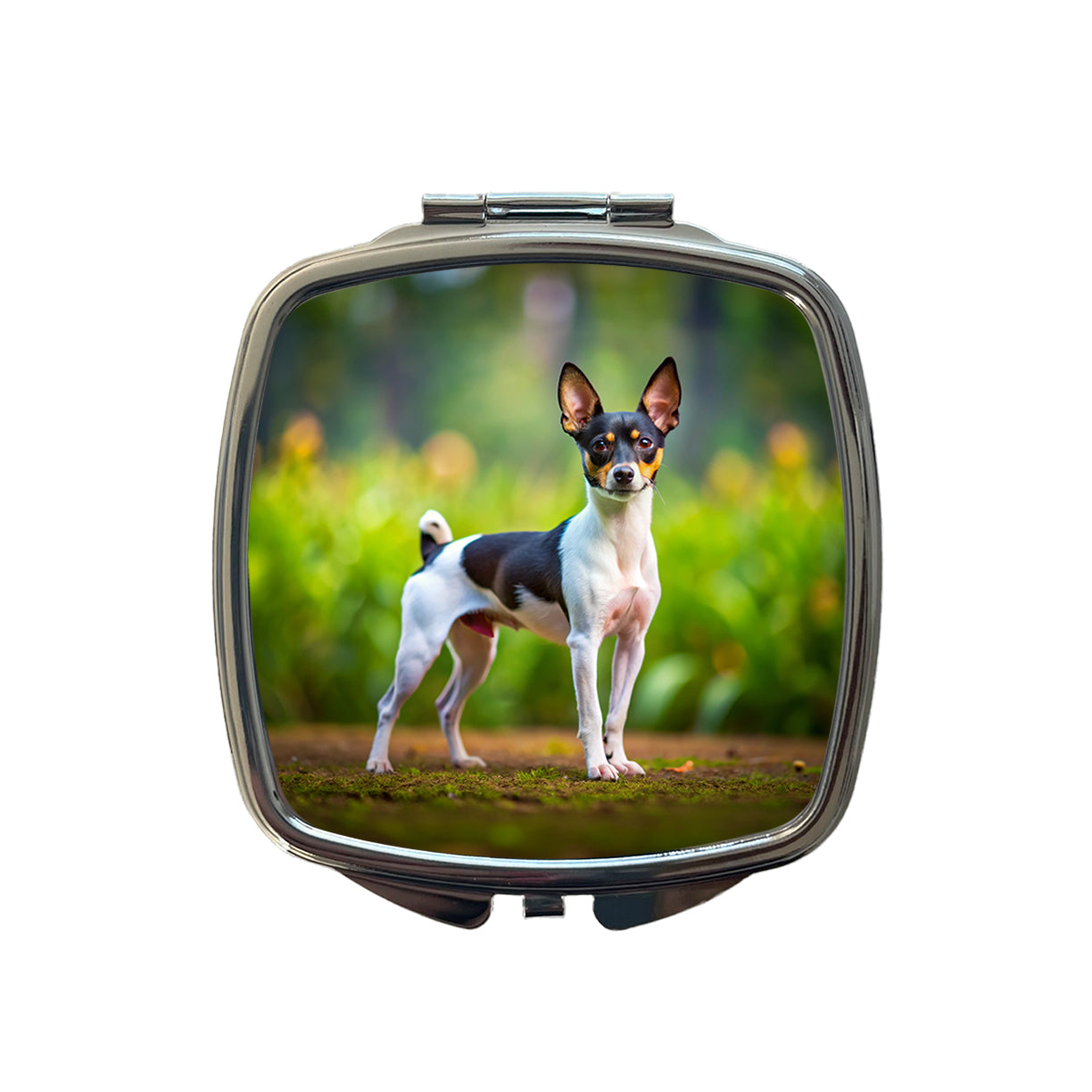 Toy Fox Terrier Dog Photo Small Travel Purse Handbag Pocket Makeup Compact Mirror