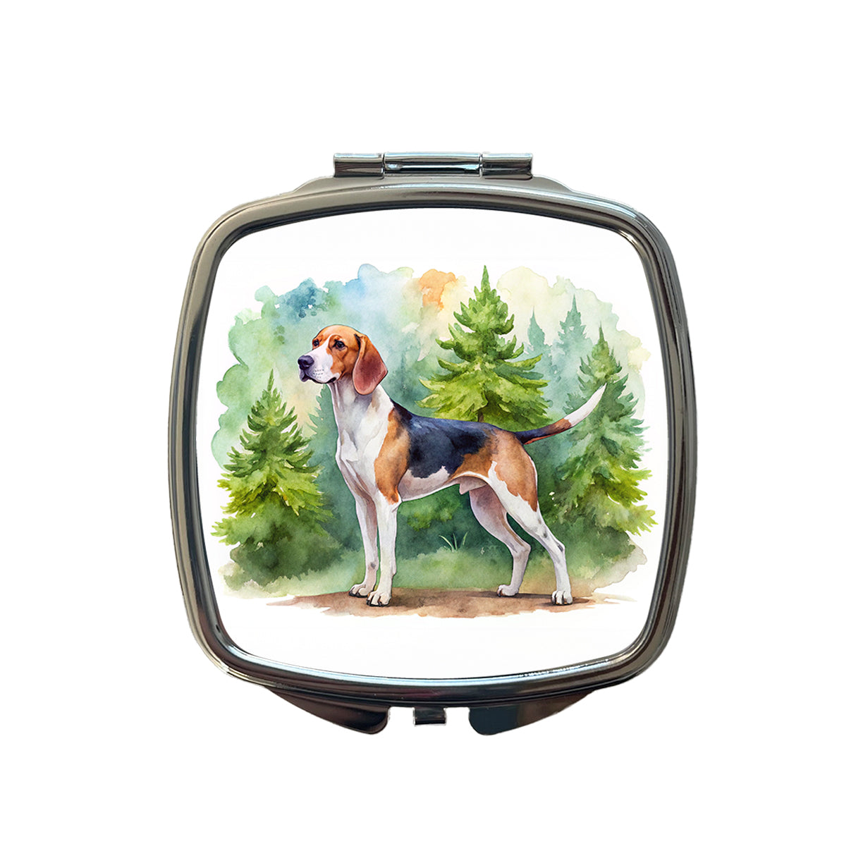 Treeing Walker Coonhound Dog Watercolor Style Small Travel Purse Handbag Pocket Makeup Compact Mirror