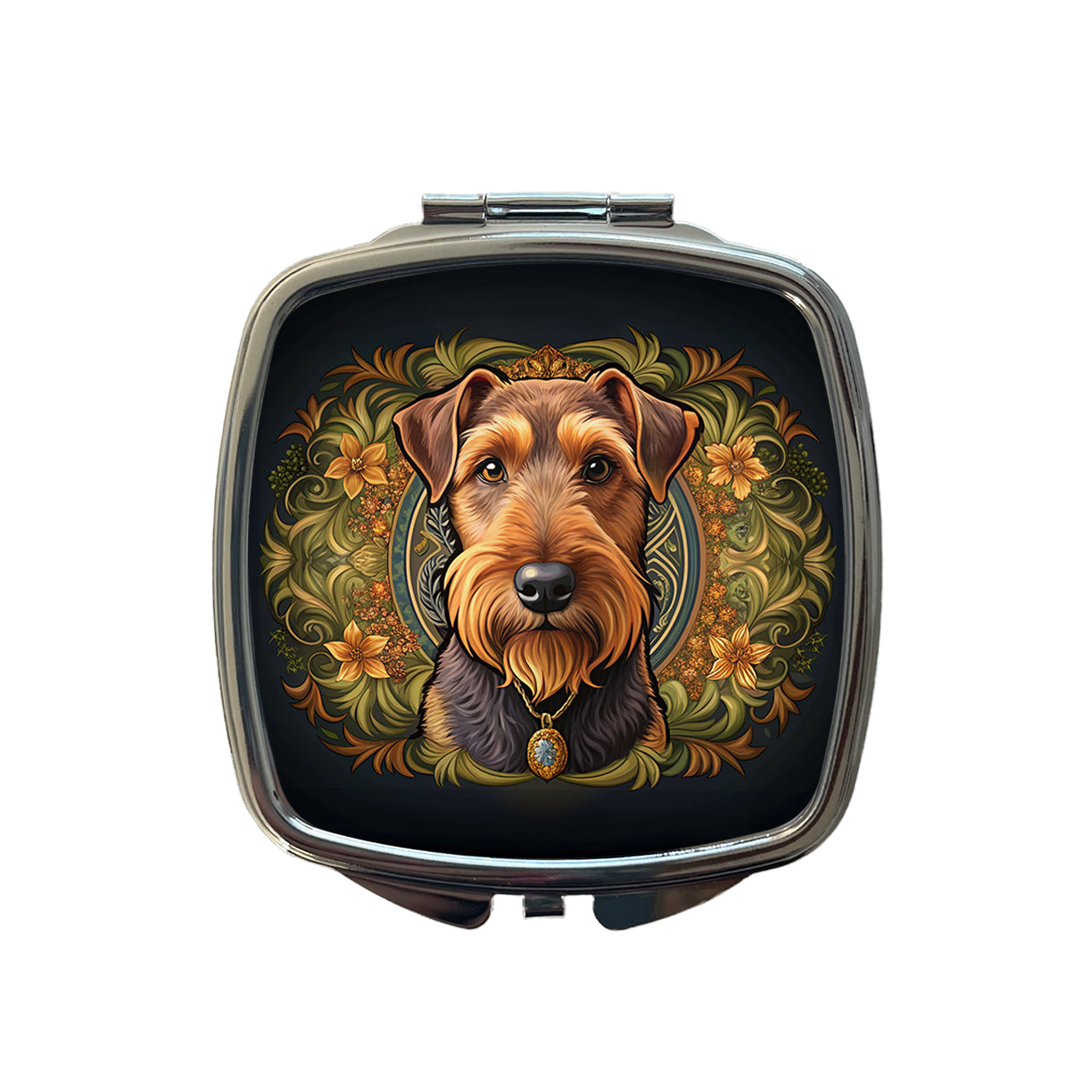Welsh Terrier Dog Art Nouveau Small Travel Purse Handbag Pocket Makeup Compact Mirror