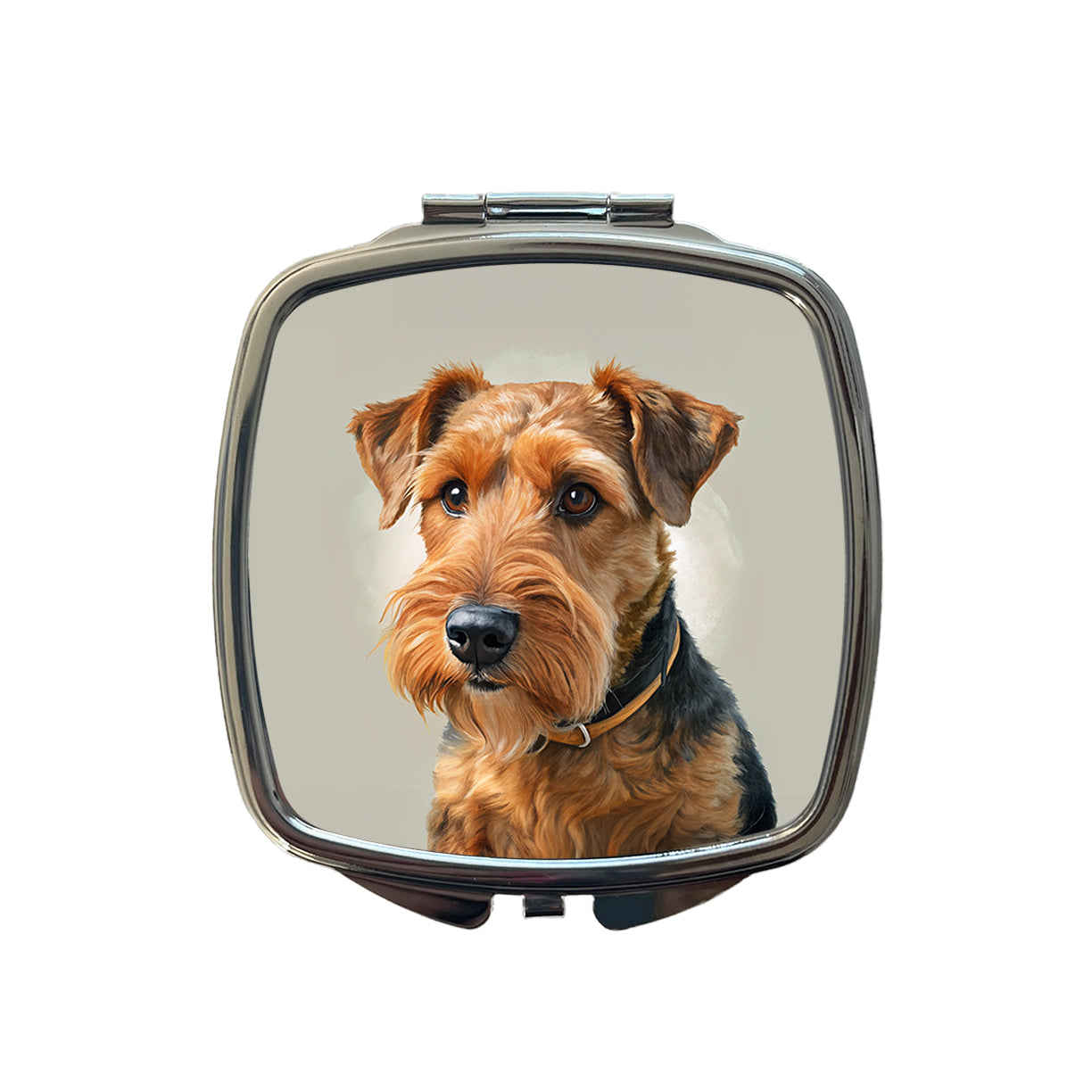 Welsh Terrier Dog Illustration Small Travel Purse Handbag Pocket Makeup Compact Mirror