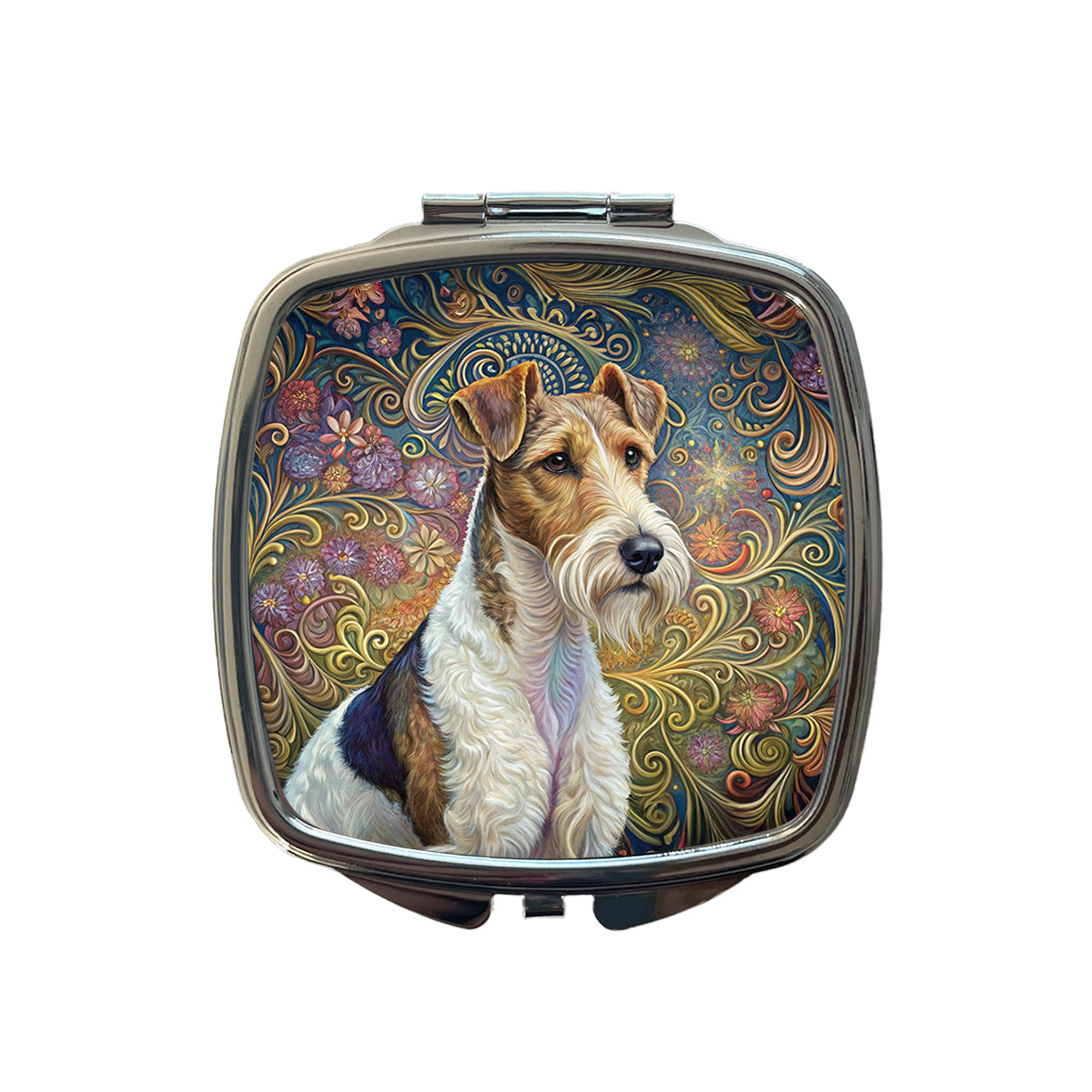 Wire Fox Terrier Dog Art Nouveau Small Travel Purse Handbag Pocket Makeup Compact Mirror