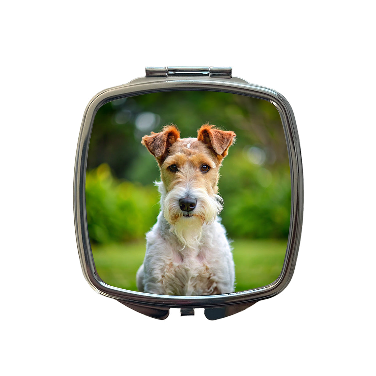 Wire Fox Terrier Dog Photo Small Travel Purse Handbag Pocket Makeup Compact Mirror