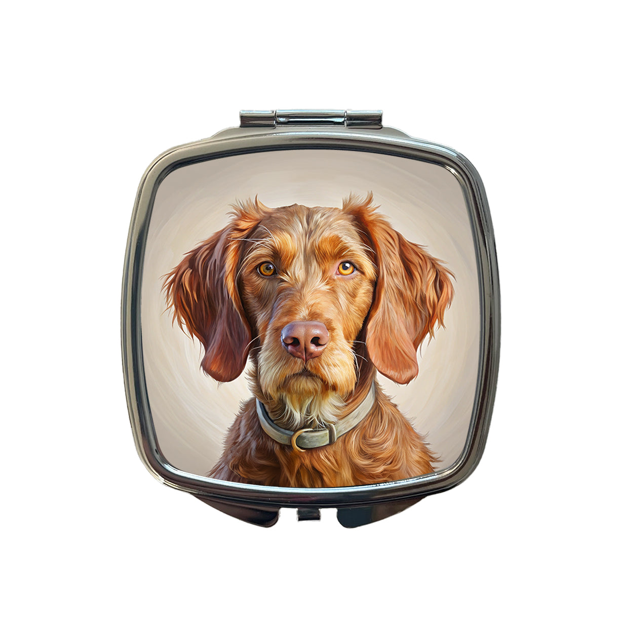Wirehaired Vizsla Dog Illustration Small Travel Purse Handbag Pocket Makeup Compact Mirror