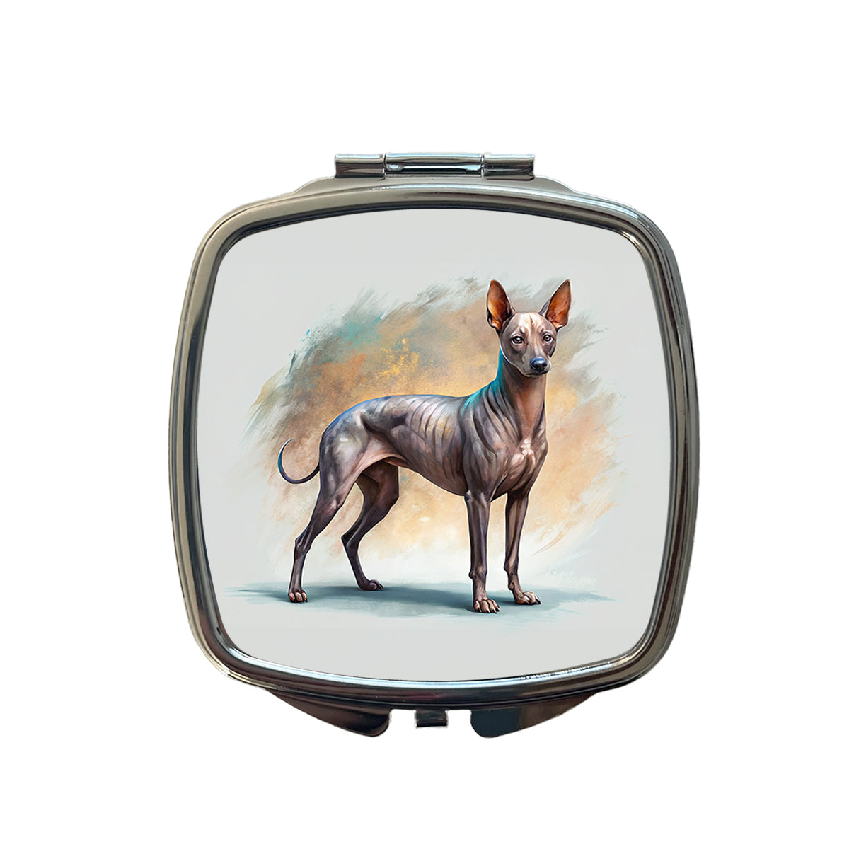 Xoloitzcuintli Xolo Mexican Hairless Dog Illustration Small Travel Purse Handbag Pocket Makeup Compact Mirror