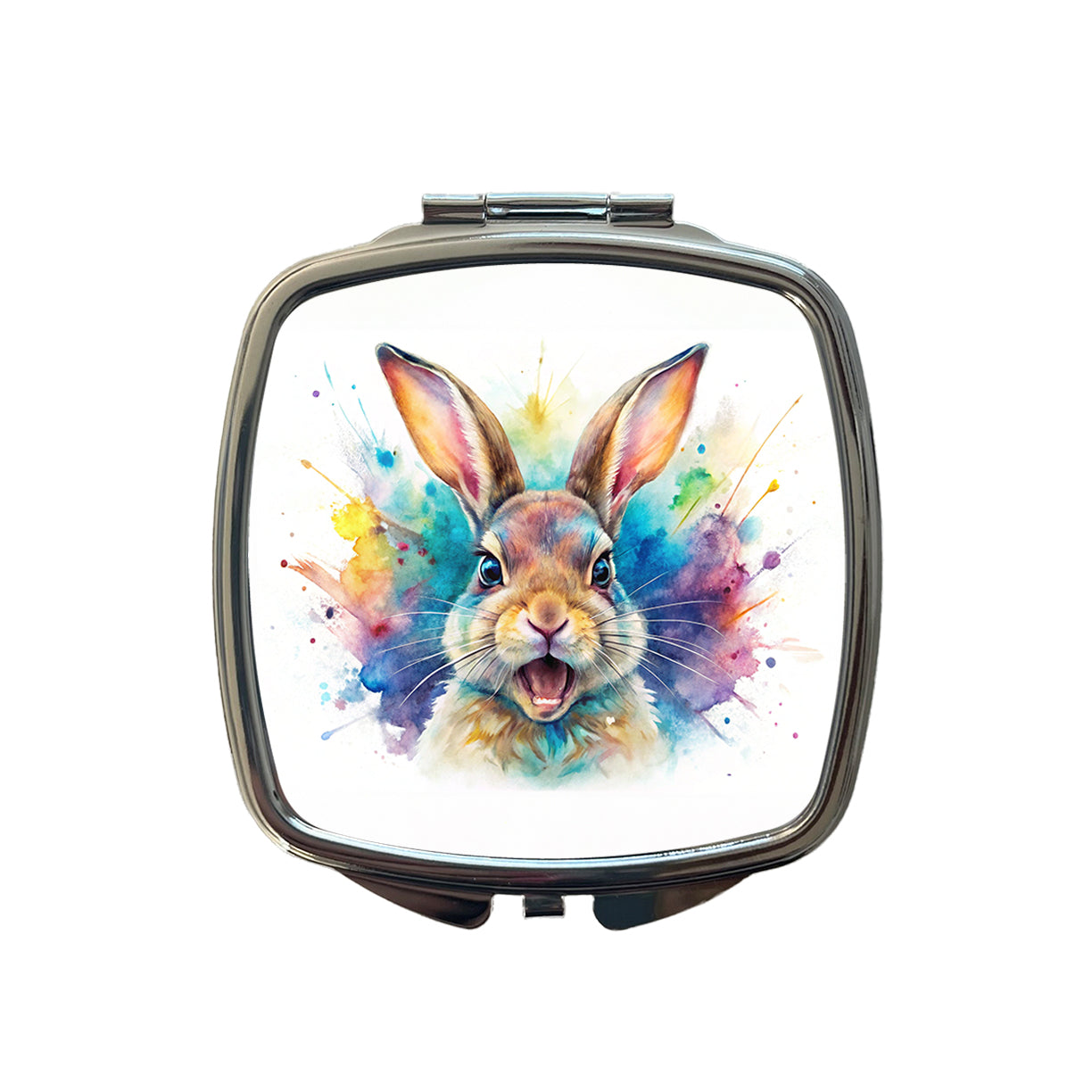 Angry Rabbit Bunny Watercolor Small Travel Purse Handbag Pocket Makeup Compact Mirror