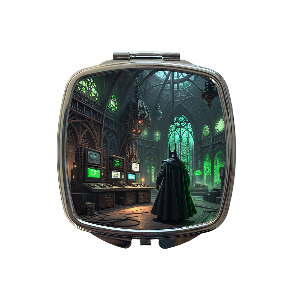 Evil Supervillain Lair Small Travel Purse Handbag Pocket Makeup Compact Mirror