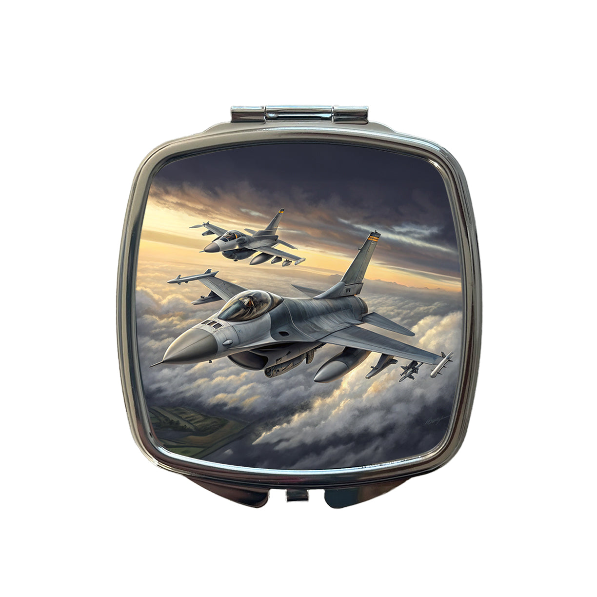 F-16 Fighting Falcon Viper Planes Flying In Formation Small Travel Purse Handbag Pocket Makeup Compact Mirror