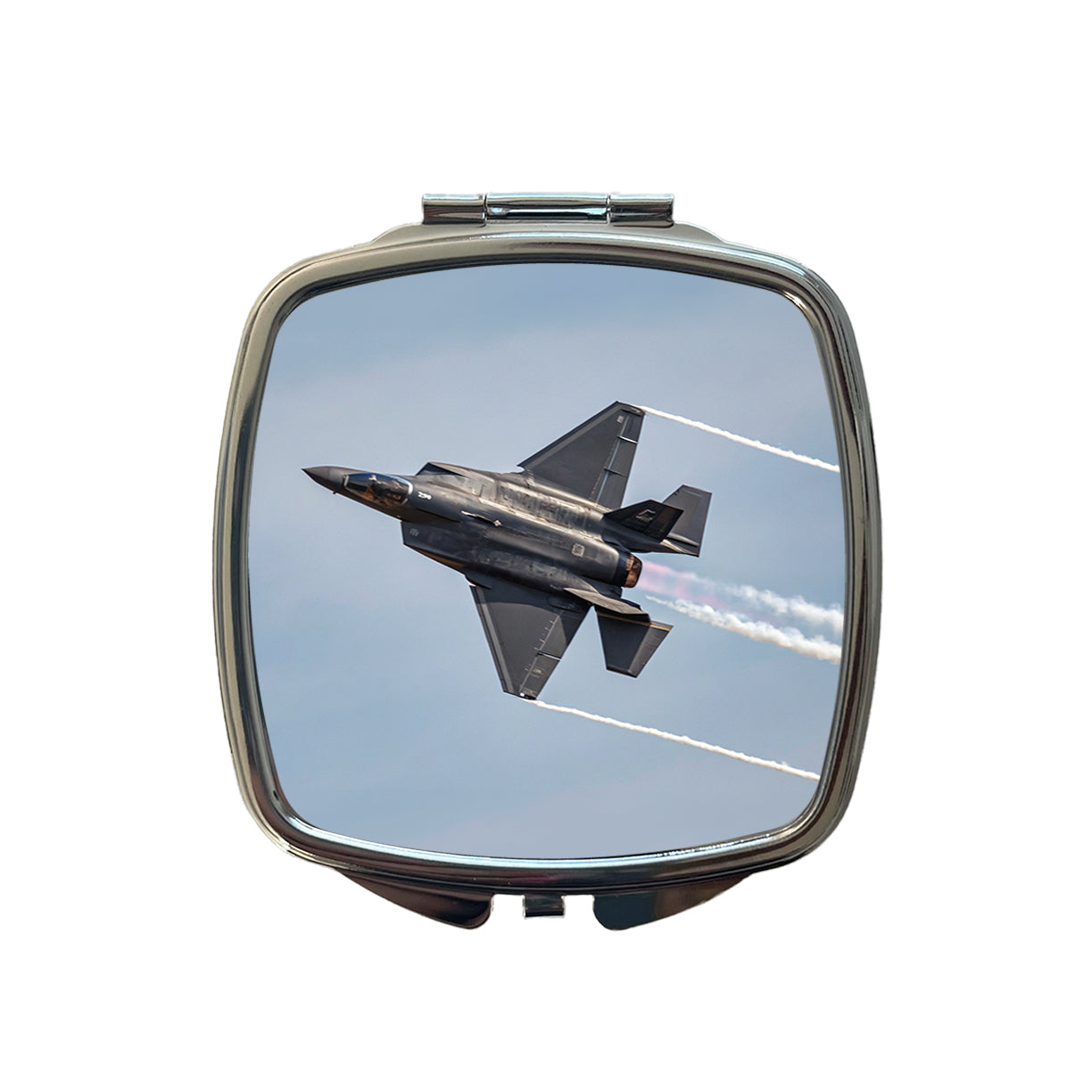 F-35 Plane Afterburners Streaking Through Sky Small Travel Purse Handbag Pocket Makeup Compact Mirror