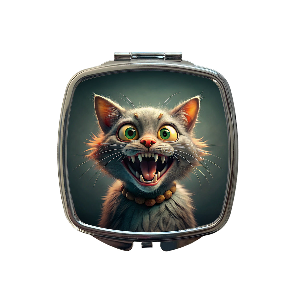 Funny Crazy Cat Small Travel Purse Handbag Pocket Makeup Compact Mirror