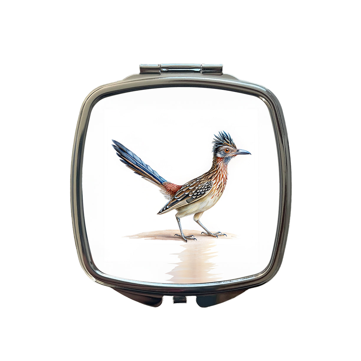 Greater Roadrunner New Mexico State Bird Illustration Small Travel Purse Handbag Pocket Makeup Compact Mirror
