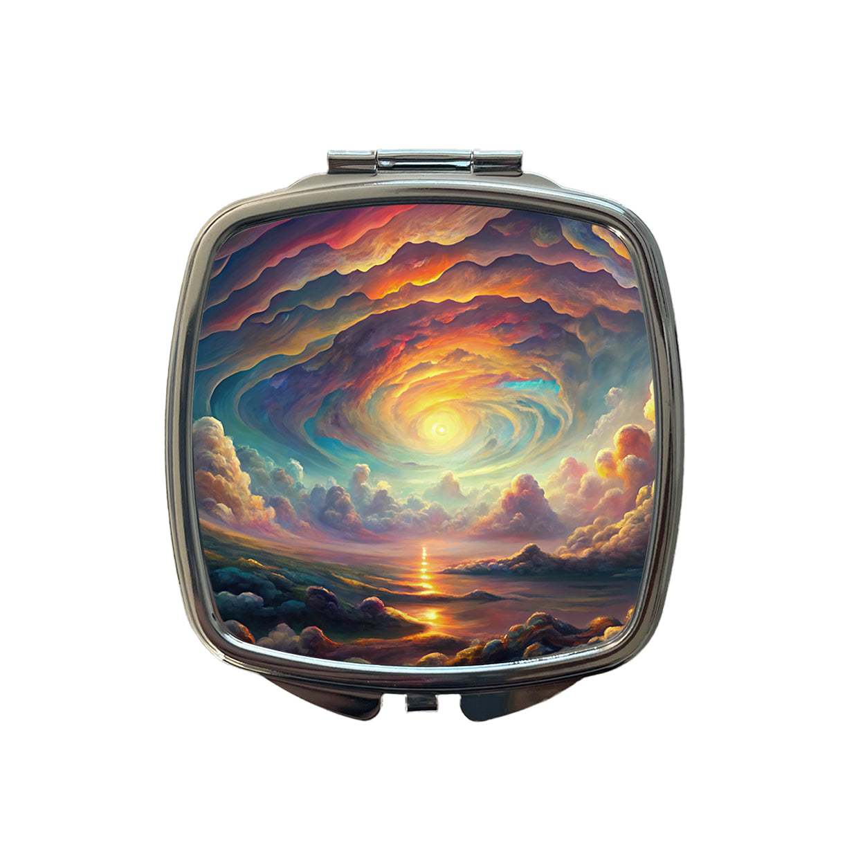 Psychedelic Cloudy Sky Pastel Colors Small Travel Purse Handbag Pocket Makeup Compact Mirror