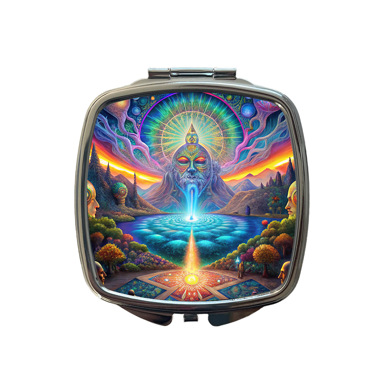 Psychedelic Mysticism Mystical Scene Small Travel Purse Handbag Pocket Makeup Compact Mirror