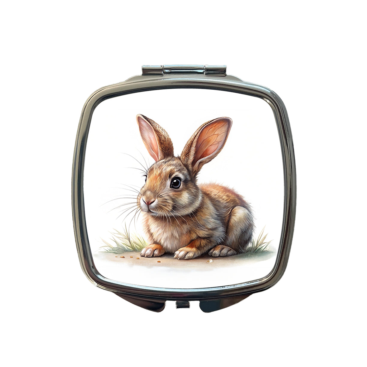 Rabbit Bunny Illustration Small Travel Purse Handbag Pocket Makeup Compact Mirror