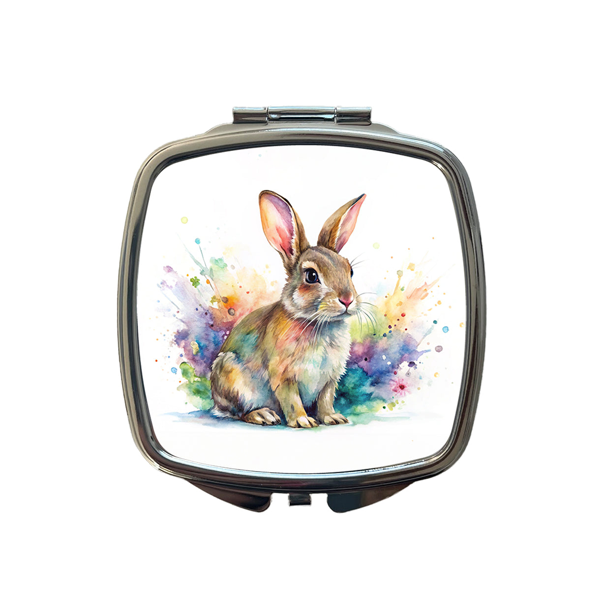 Rabbit Bunny Watercolor Small Travel Purse Handbag Pocket Makeup Compact Mirror