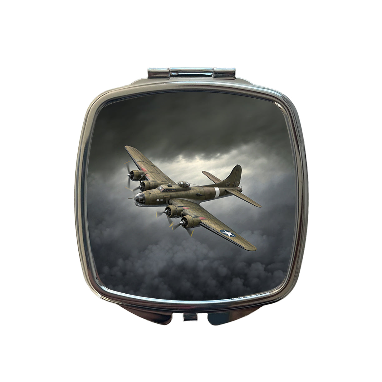 WWII B-17 Flying Fortress Heavy Bomber US Air Force Small Travel Purse Handbag Pocket Makeup Compact Mirror