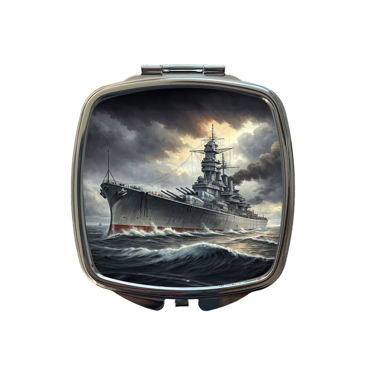 WWII Yamato-Class Battleship At Sea Small Travel Purse Handbag Pocket Makeup Compact Mirror