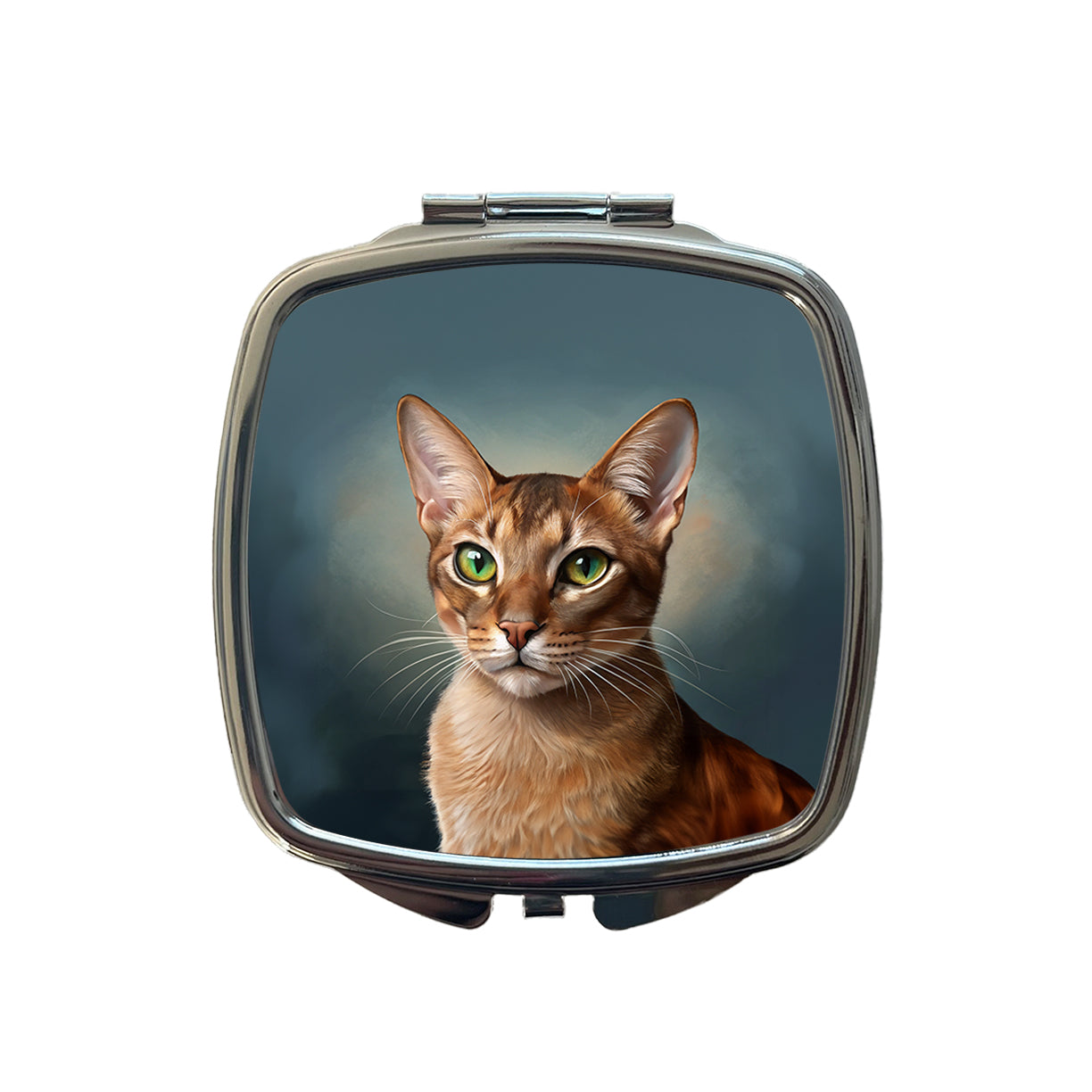 Abyssinian Cat Illustration Small Travel Purse Handbag Pocket Makeup Compact Mirror