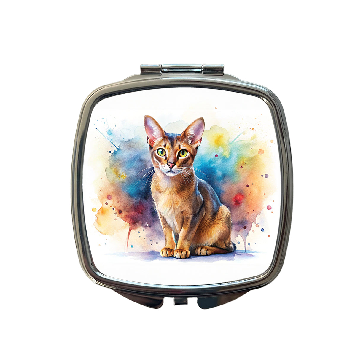 Abyssinian Cat Watercolor Style Small Travel Purse Handbag Pocket Makeup Compact Mirror