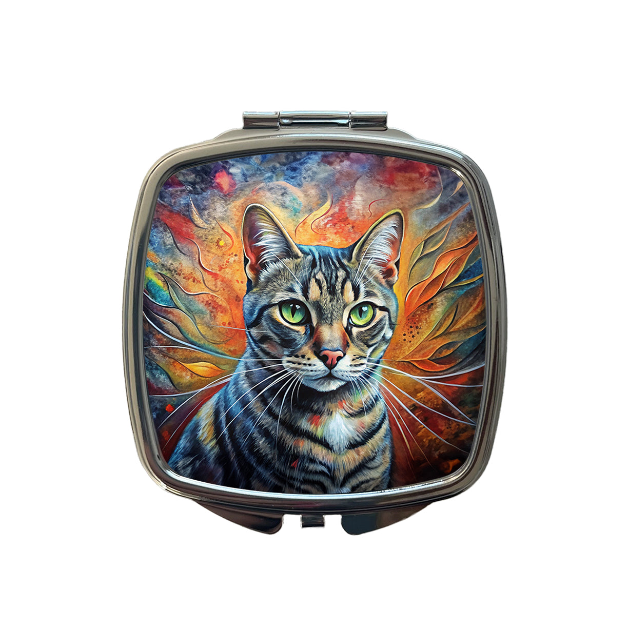 American Shorthair Cat Abstract Art Small Travel Purse Handbag Pocket Makeup Compact Mirror