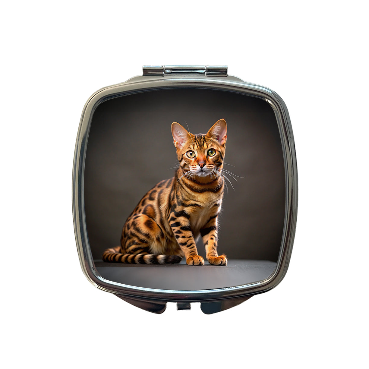 Bengal Cat Photo Small Travel Purse Handbag Pocket Makeup Compact Mirror