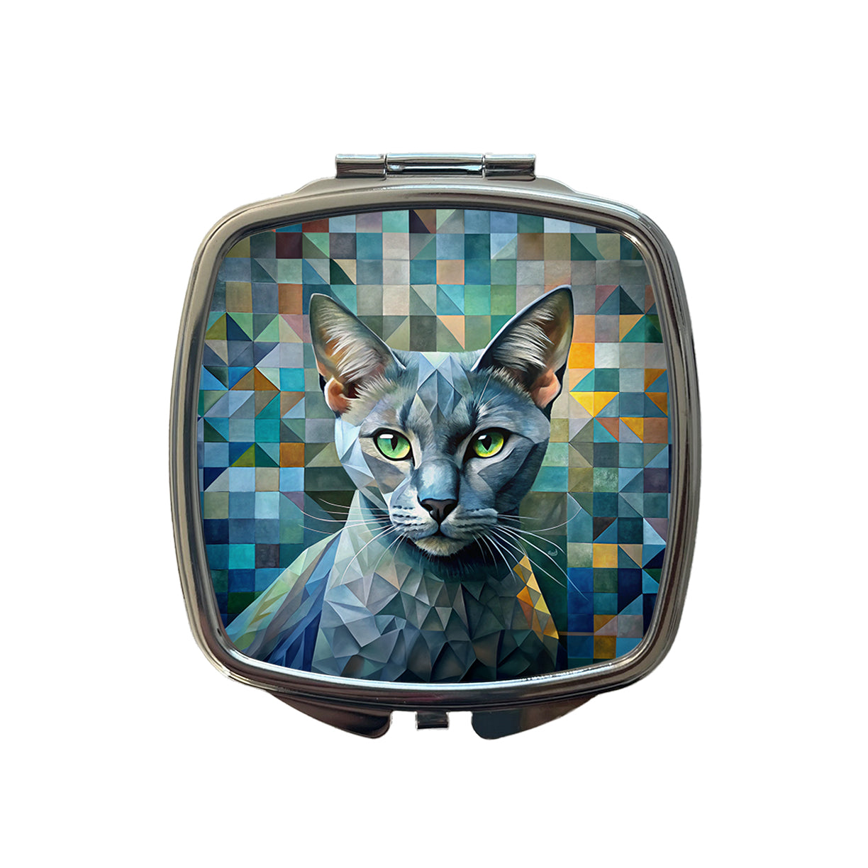 Burmese Cat Abstract Art Small Travel Purse Handbag Pocket Makeup Compact Mirror