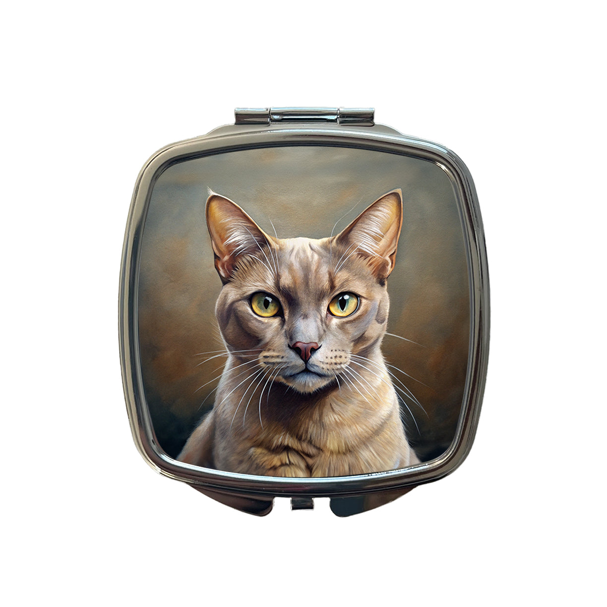 Burmese Cat Illustration Small Travel Purse Handbag Pocket Makeup Compact Mirror
