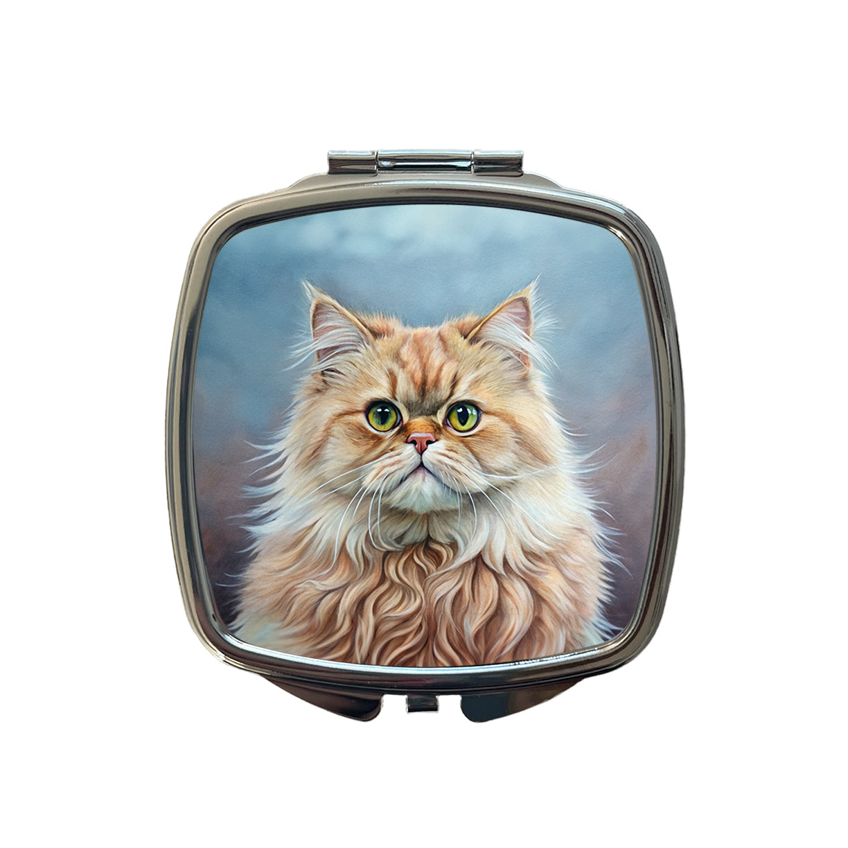 Classic Persian Cat Illustration Small Travel Purse Handbag Pocket Makeup Compact Mirror