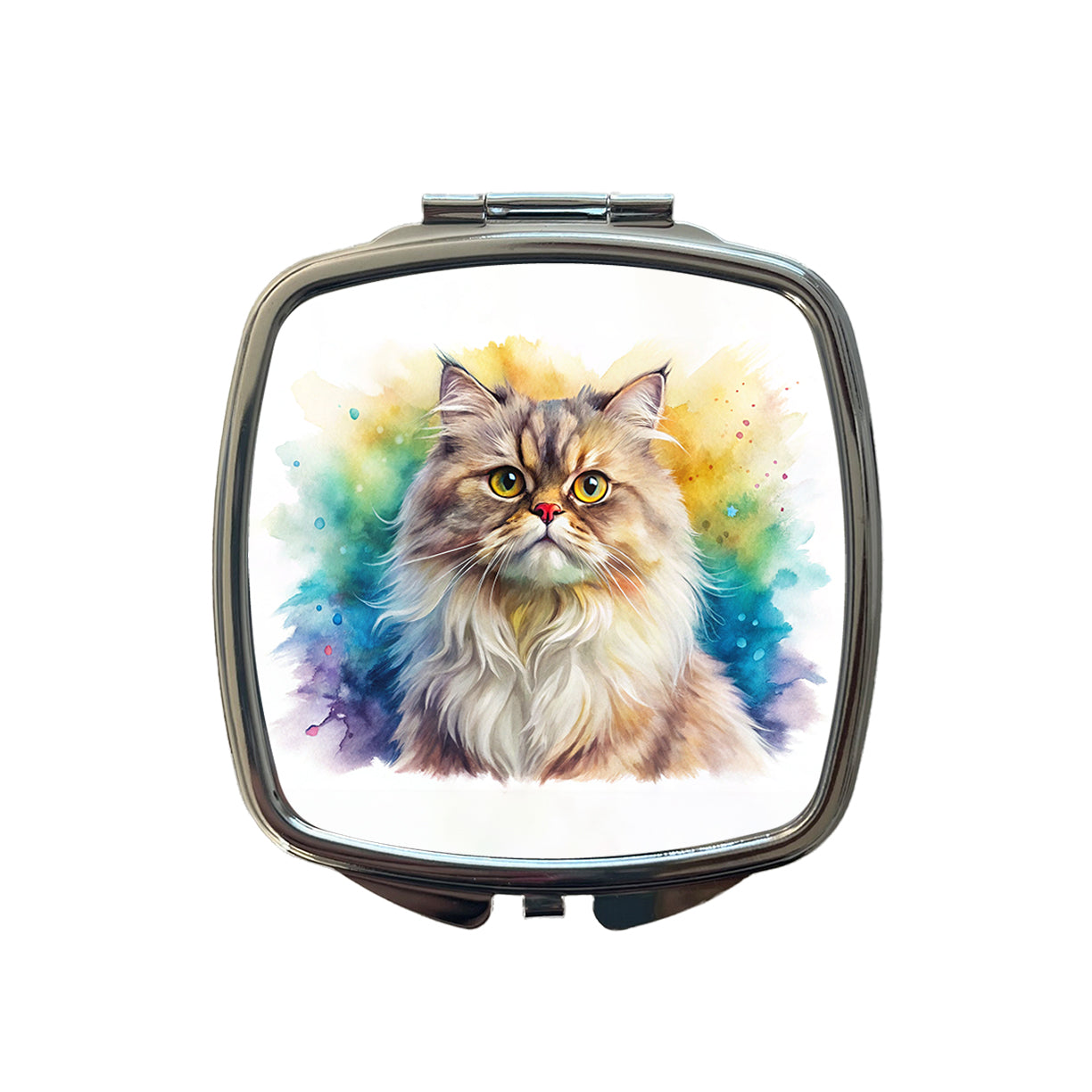 Classic Persian Cat Watercolor Style Small Travel Purse Handbag Pocket Makeup Compact Mirror